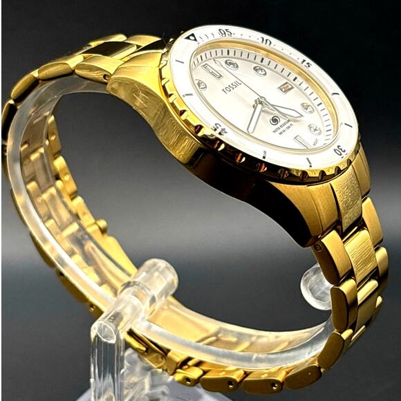 Fossil ES5350 Blue Dive Women’s White Dial Gold Tone Stainless Steel 36mm Watch main image 8